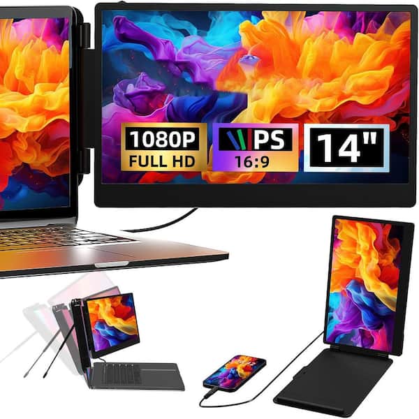 EKIEUDL 14 IPS FHD 1080P Portable Monitor for Laptop Compatible with Windows Mac Ideal for Travel Gaming Work