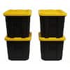 HDX 27 Gal. Tough Storage Tote in Black and Yellow (4-Pack)