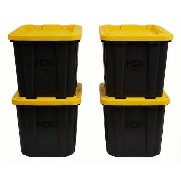 27 Gal. Tough Storage Tote in Black and Yellow (4-Pack)