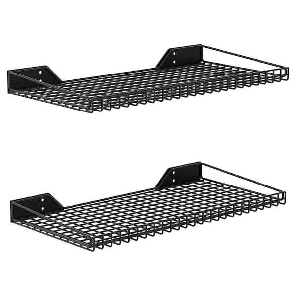 2 Pack 23.5 in W x 12 in D Black Steel Heavy Duty Wall Mounted Decorative Wall Shelf