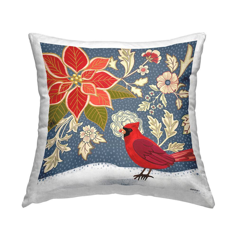 Winter Cardinal and Flowers Blue Floral Polyester 18in. X 18in. Throw Pillow price history on PriceWatchPro