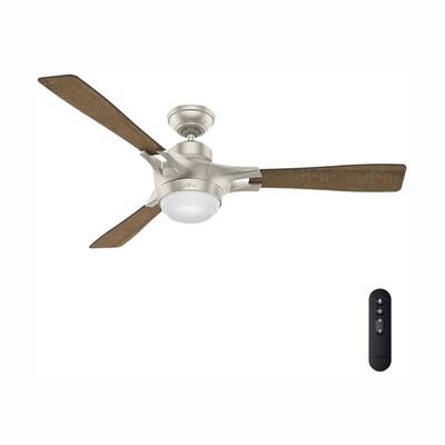 Signal – Wifi Enabled Apple HomeKit/Google Home/Alexa 54 in. Indoor Matte Nickel Ceiling Fan with Light Kit and Remote