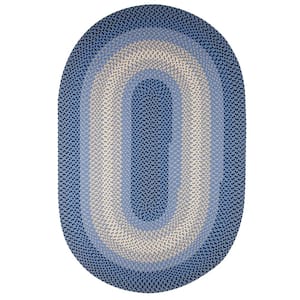 Pioneer Blue Multi 3 ft. x 5 ft. Oval Indoor/Outdoor Braided Area Rug