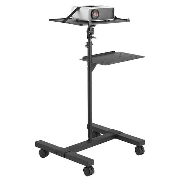 Adjustable Projector Stand with Wheels, Height 22.8-57.3 in., 2 Trays, Mobile Mount for Outdoor, Home and Office Use