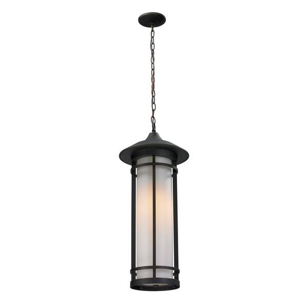 Unbranded Woodland 24.5 in. 1-Light Oil Rubbed Bronze Outdoor Hardwired Weather Resistant Pendant Light with No Bulbs Included