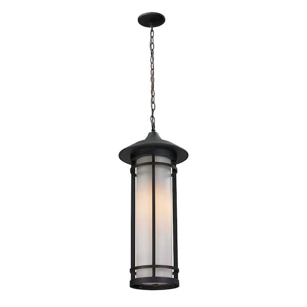 Unbranded Woodland 24.5 in. 1-Light Oil Rubbed Bronze Outdoor Hardwired Weather Resistant Pendant Light with No Bulbs Included