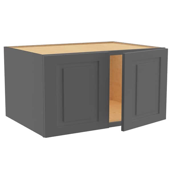 Home Decorators Collection Grayson 33 in. W x 24 in. D x 18 in. H Assembled Plywood Wall Bridge Kitchen Cabinet in Deep Onyx with Soft Close
