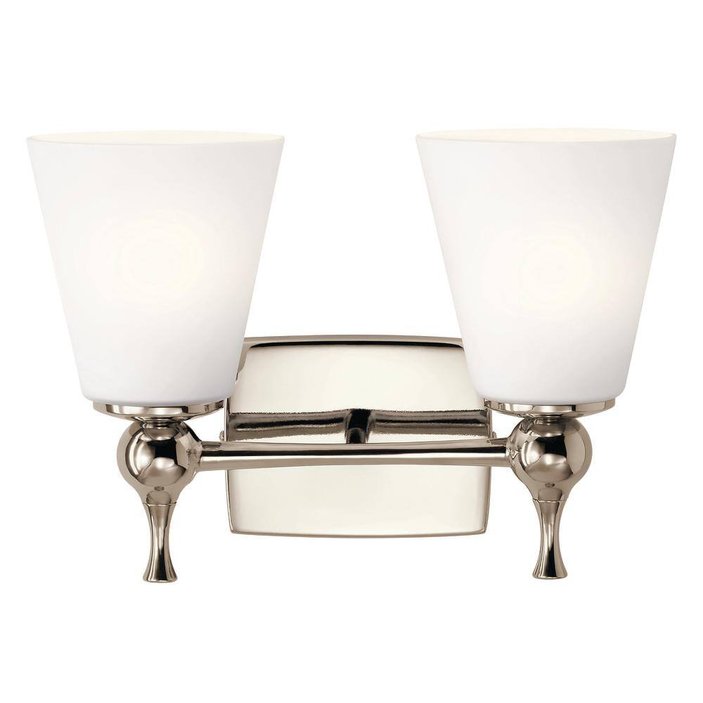 Polished Nickel 2-Light Vanity with Satin Etched Glass