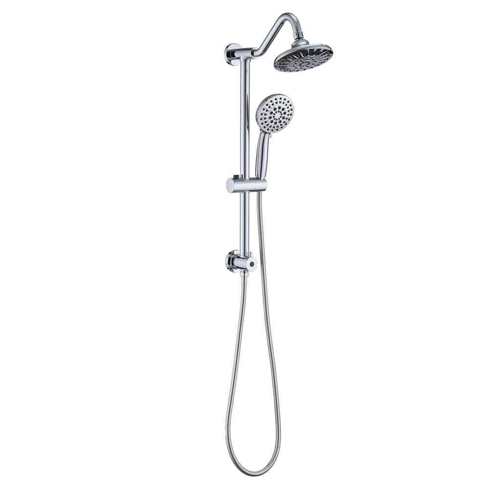 6-Spray 6 in. Dual Shower Head and Handheld Shower Head, Wall Mount 2.5 GPM