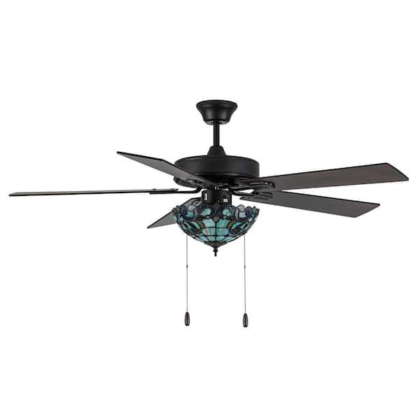Magna Carta 52 in. 3-Light Indoor Oil Rubbed Bronze Tiffany Stained Glass Ceiling Fan with Light Kit