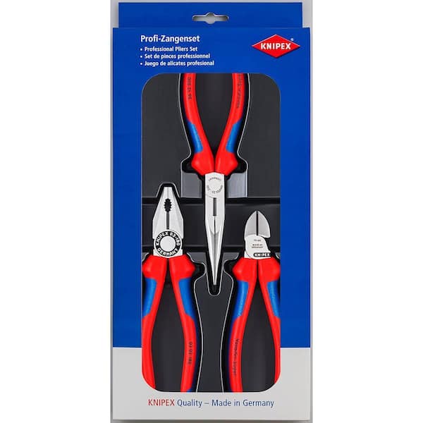 KNIPEX 3-Piece Combination Long Nose Pliers with Diagonal-Comfort Grip
