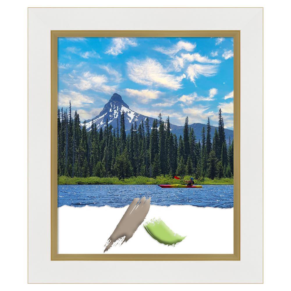 Eva White and Gold Matte Polystyrene Rectangle Photo Frame
