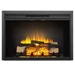 39 in. Ventless Electric Fireplace Insert in Black with Fire Crackling Sound, Remote Control, Glass Door and Mesh Screen
