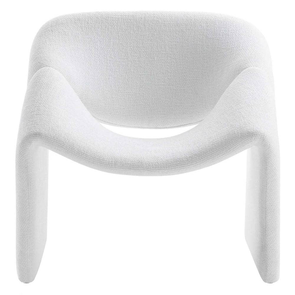 Frost White Faux Leather Barrel Accent Chair with Metal Frame