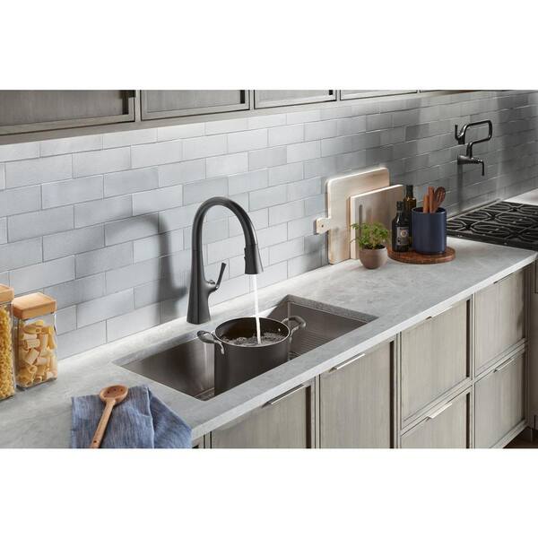KOHLER Graze Single-Handle Pull-Down Sprayer Kitchen Faucet with Response Technology in Matte Black