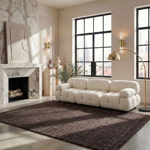 Abstract 9 ft. x 12 ft. Dark Brown Speckled Area Rug