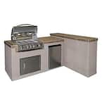 2-Piece BBQ Island and Side Bar with 32 in. Propane Gas BBQ Grill