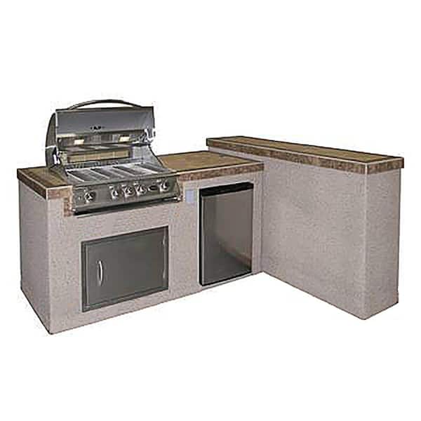 Cal Flame 2-Piece BBQ Island and Side Bar with 32 in. Propane Gas BBQ Grill