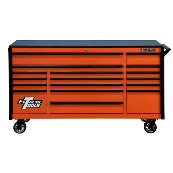 Extreme Tools DX 72 in. 17-Drawer Roller Cabinet Tool Chest in Orange with Black Drawer Pulls