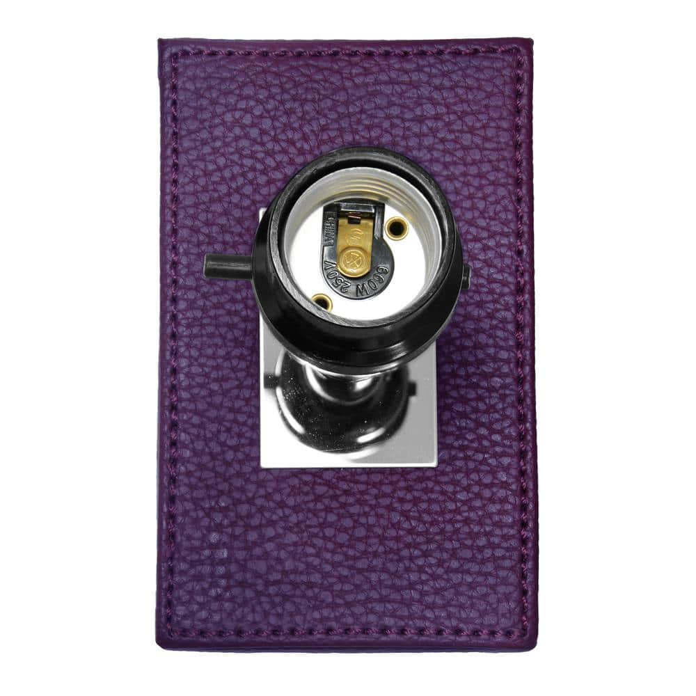 Eggplant Purple Leather Base Table Lamp Set with White Fabric Shade
