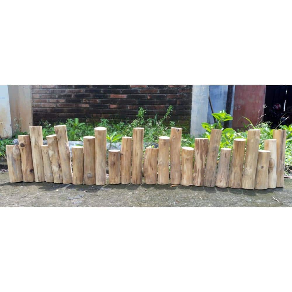 Natural Teak Wood Log Lawn Edging, 60" Length