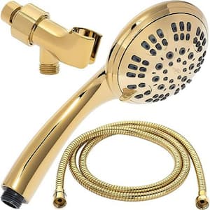 6 Function Handheld Shower Head Kit 6-Spray Wall Mount Handheld Shower Head 1.8 GPM in ‎Polished Brass