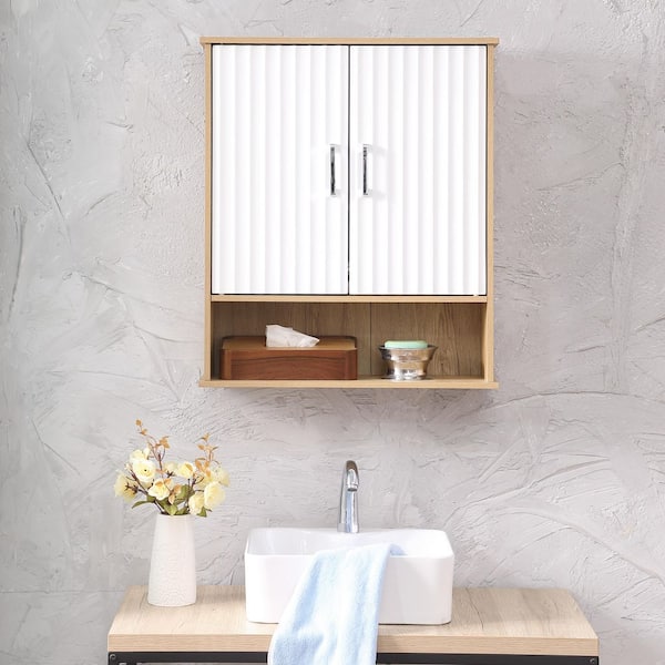 23.6 in. W x 7.9 in. D Nature Mounted Decorative Wall Shelf with Adjustable Inner Shelf