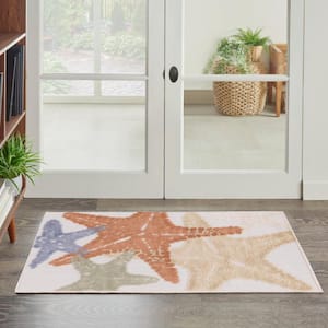 Aloha Ivory Multicolor doormat 3 ft. x 4 ft. Nature-inspired Contemporary Indoor/Outdoor Area Rug