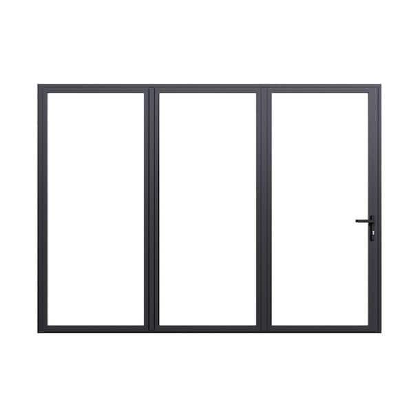 Teza 85 Series 96 in. x 80 in. Matte Black Right to Left Folding Aluminum Bi-Fold Patio Door