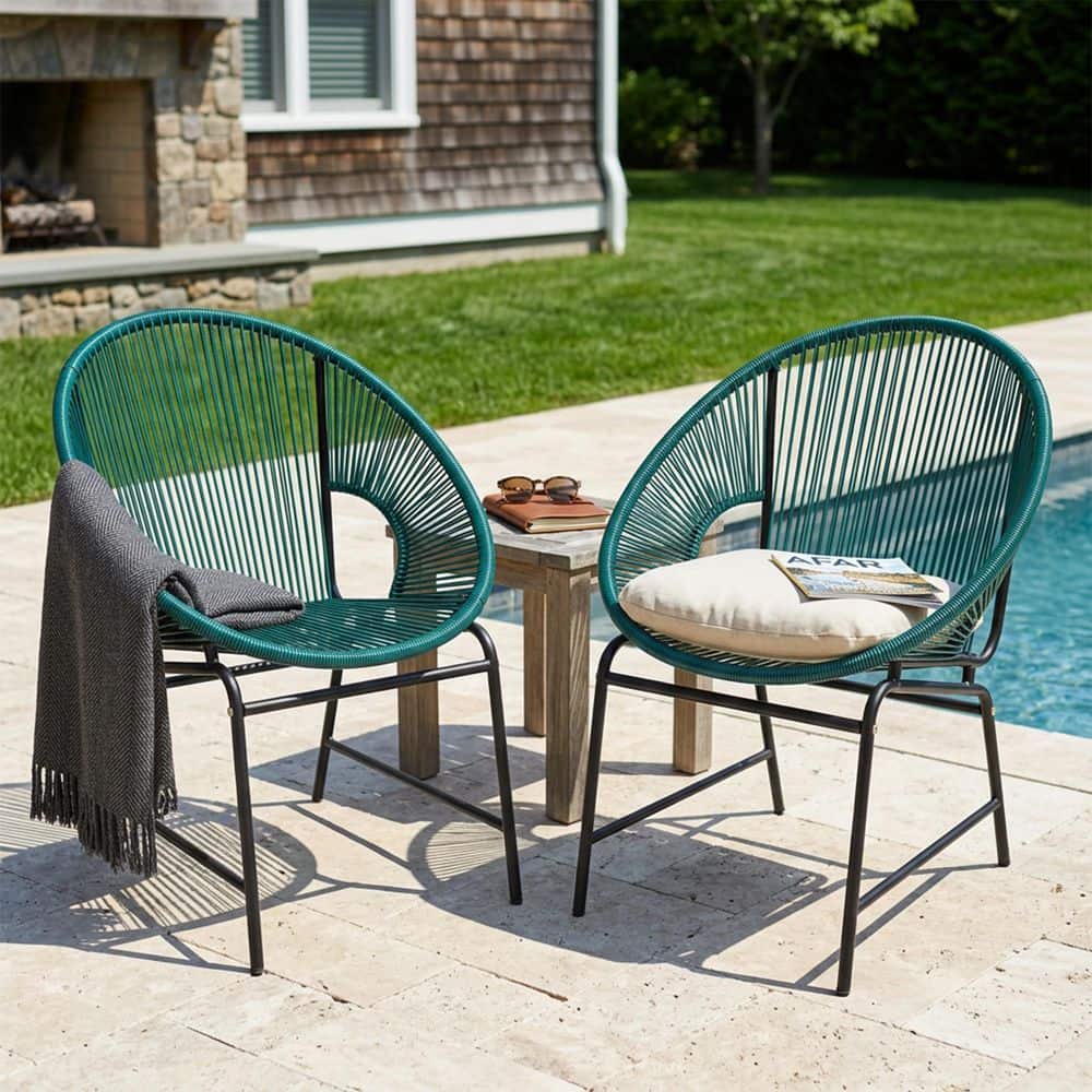 Outdoor Club Chair with Teal Rattan, Patio Wicker Chair for Poolside Backyard and Deck(2-Pack) price history on PriceWatchPro