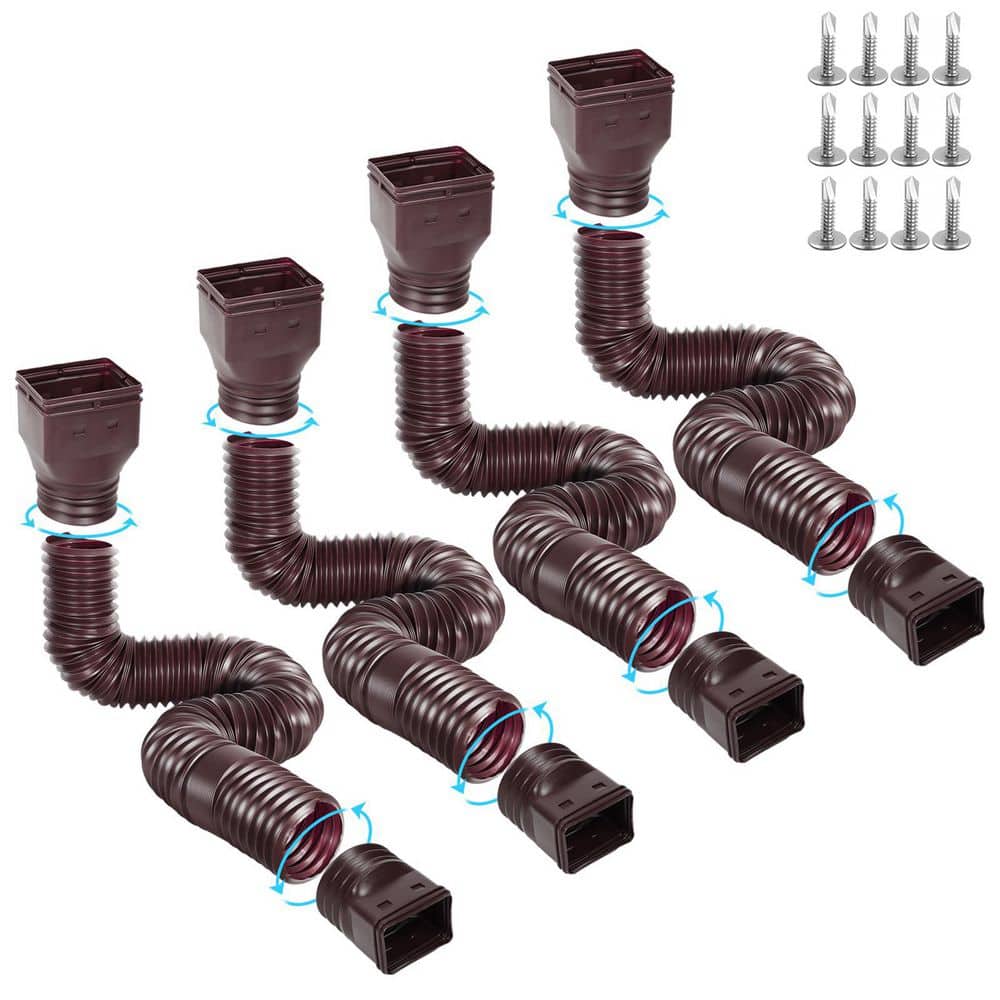4 Pack 21 in. to 67 in. Plastic Material Flexible Gutter Downspout Extensions, Thickened Downspout Extension, Brown price history on PriceWatchPro