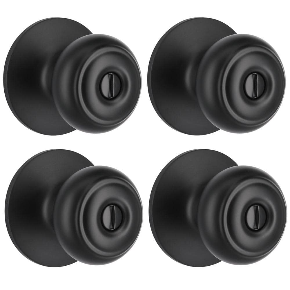 Hartford Matte Black Bed/Bath Door Knob (4-Pack)