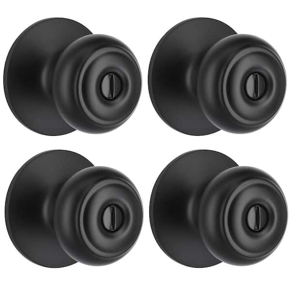 Defiant Hartford Matte Black Bed/Bath Door Knob (4-Pack)