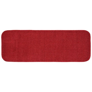 Gramercy 22 in. x 60 in. Classic Red Solid Color Plush Polypropylene Rectangle Bath Rug