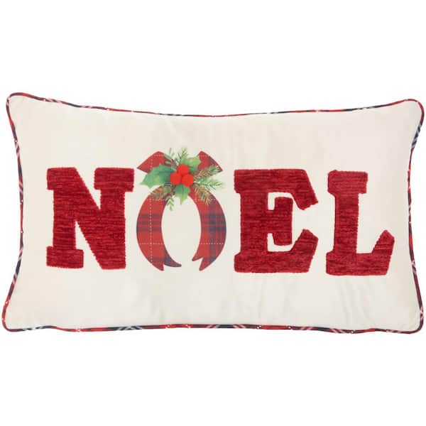 Mina Victory Holiday Red 22 in. x 12 in. Rectangle Throw Pillow