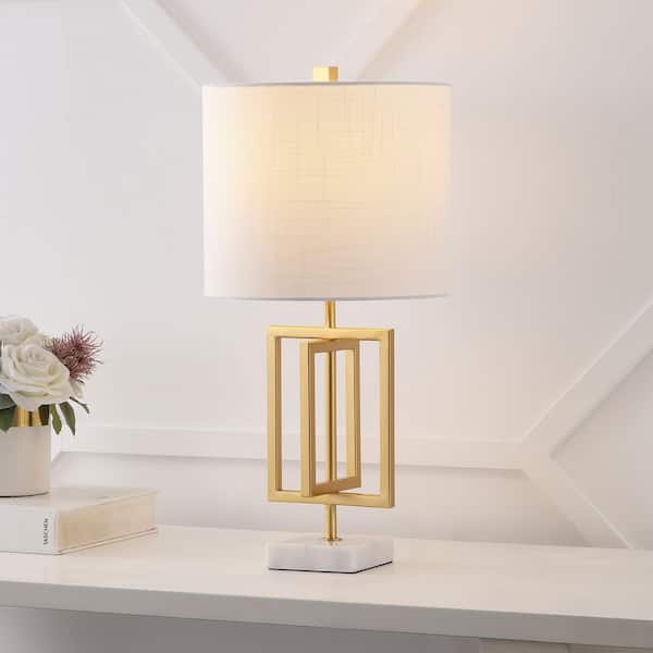 JONATHAN Y Anya 20.25 in. Gold Metal/Marble LED Table Lamp