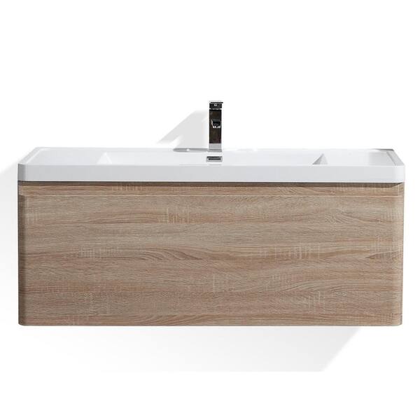 Moreno Bath Happy 48 in. W Bath Vanity in White Oak with Reinforced Acrylic Vanity Top in White with White Basin