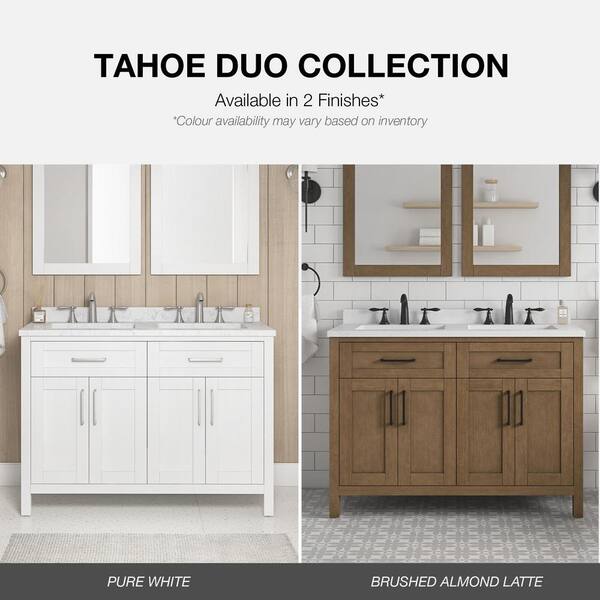 OVE Decors Tahoe Duo 48 in. W x 21 in. D x 35 in. H Double Sink Bath Vanity  in Almond Latte with White Engineered Marble Top 15VVA-TAHO48-13 - The Home  Depot