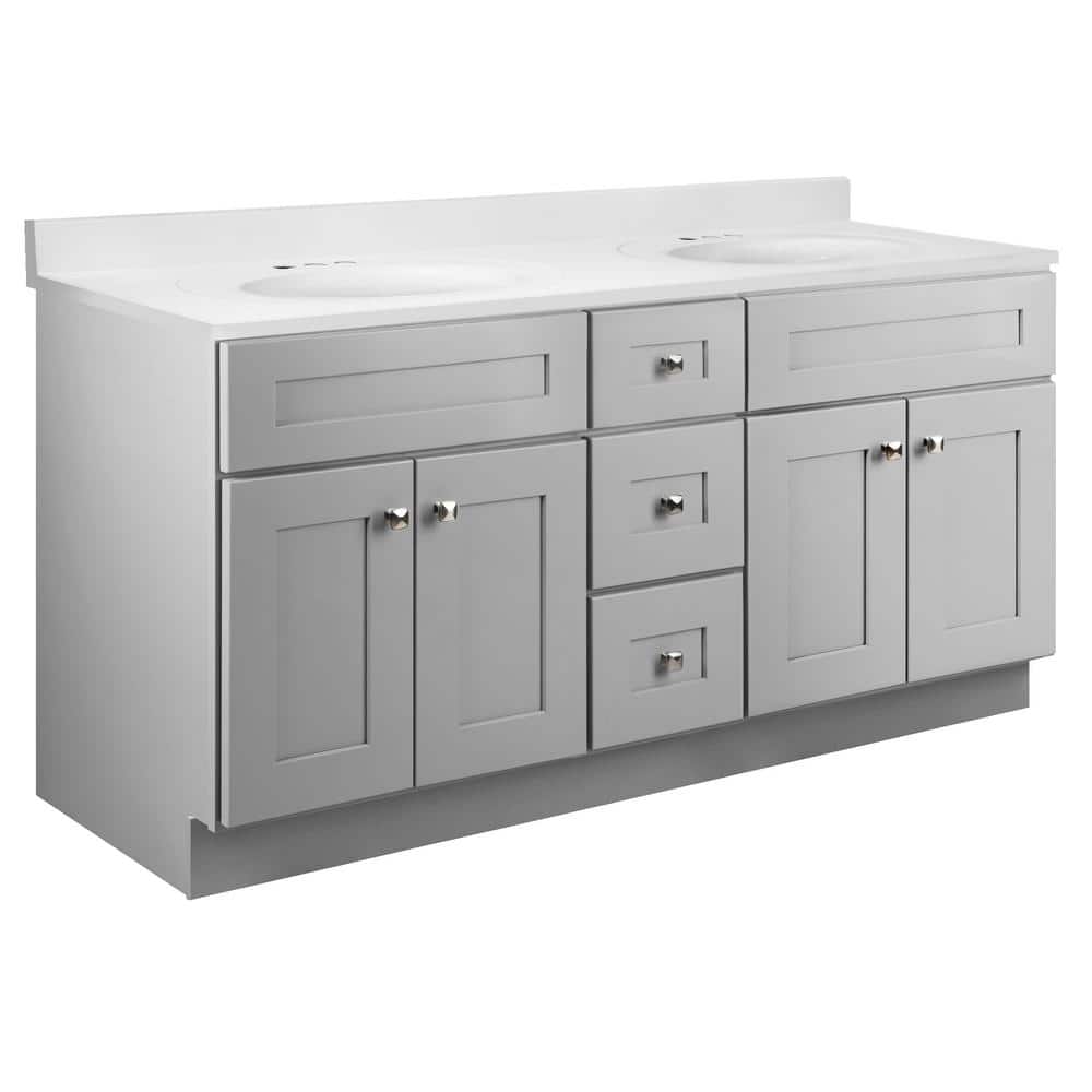 Brookings 61 in. W. x 22 in. D x 36.375 in. H x Cultured Marble in Whice Un