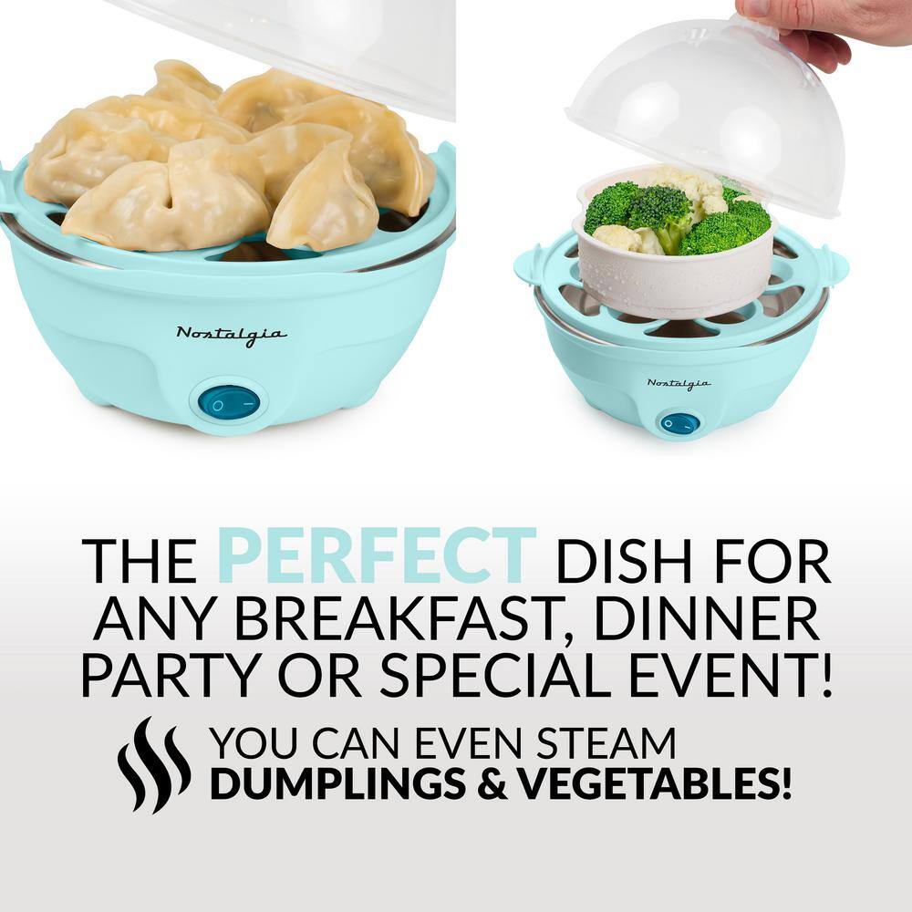 Nostalgia Retro Premium 7-Egg Capacity Electric Large Hard-Boiled Egg Cooker, Poached Eggs, Scrambled Eggs, Omelets, Egg Whites, Egg Sandwiches, With Alarm,