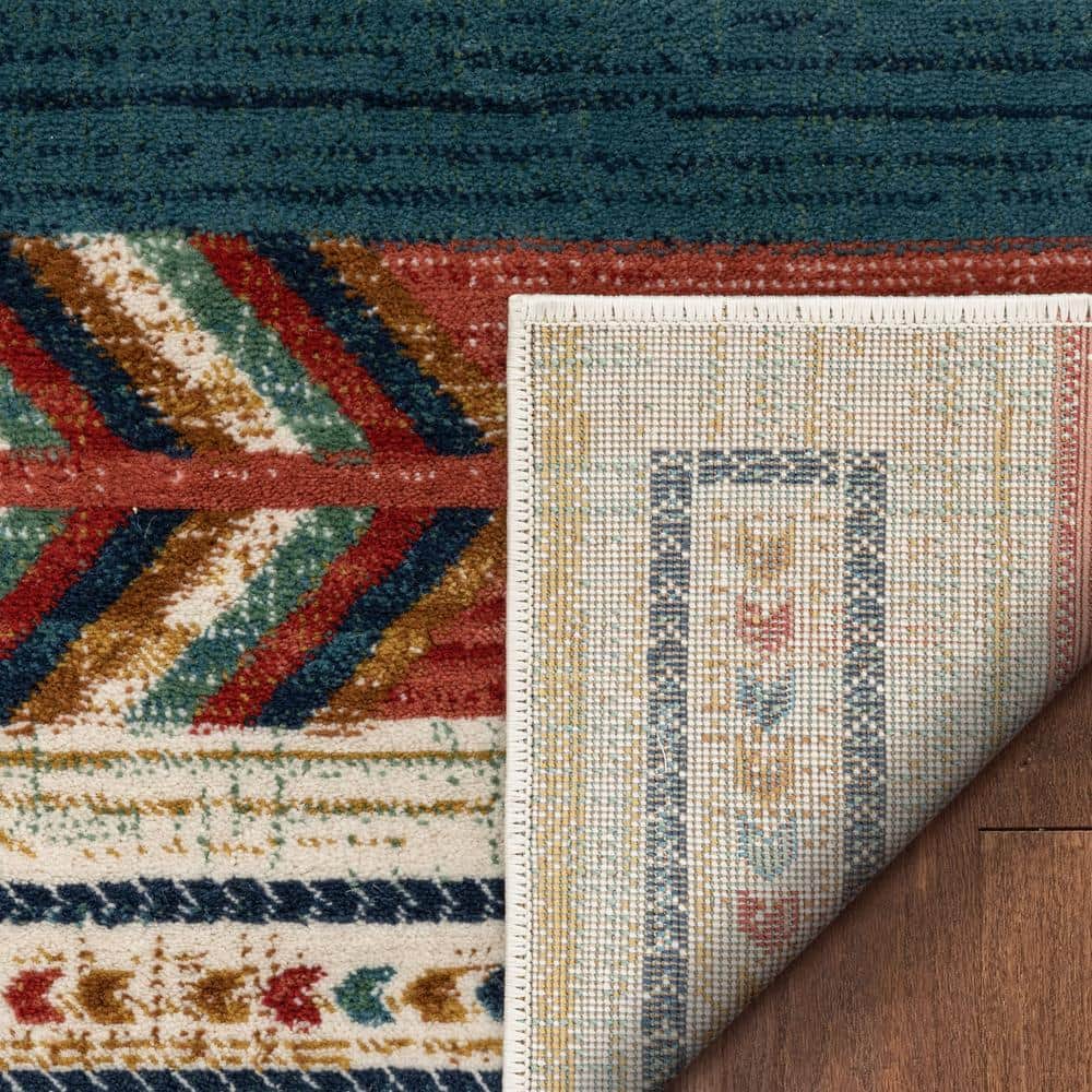 Southwestern Tribal Medallion Easy-Care Red Synthetic Area Rug 4' x 6'