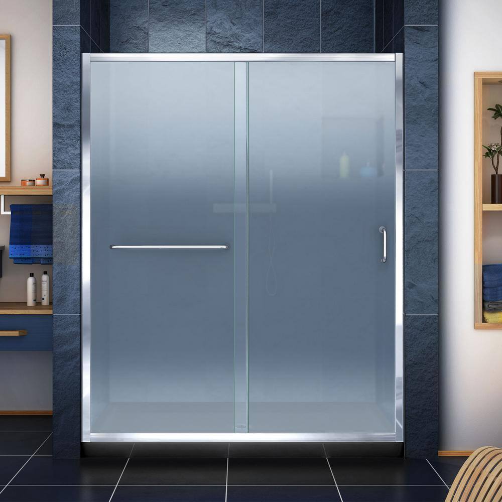 Infinity-Z 36 in. x 60 in. Semi-Frameless Sliding Shower Kit Door in Chrome with Center Drain Shower Base in Black price history on PriceWatchPro