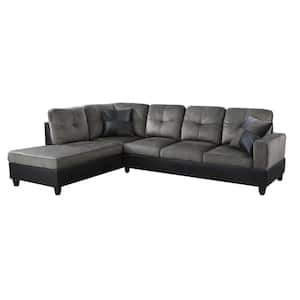 103.50 in. W Square Arm 2-piece Fabric L Shaped Modern Left Facing Chaise Sectional Sofa in Gray