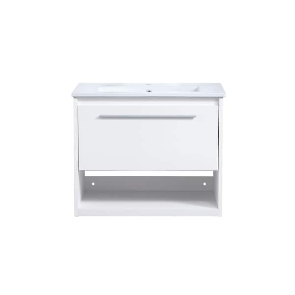 Unbranded Simply Living 24 in. W x 18.31 in. D x 19.69 in. H Bath Vanity in White with White Resin Top