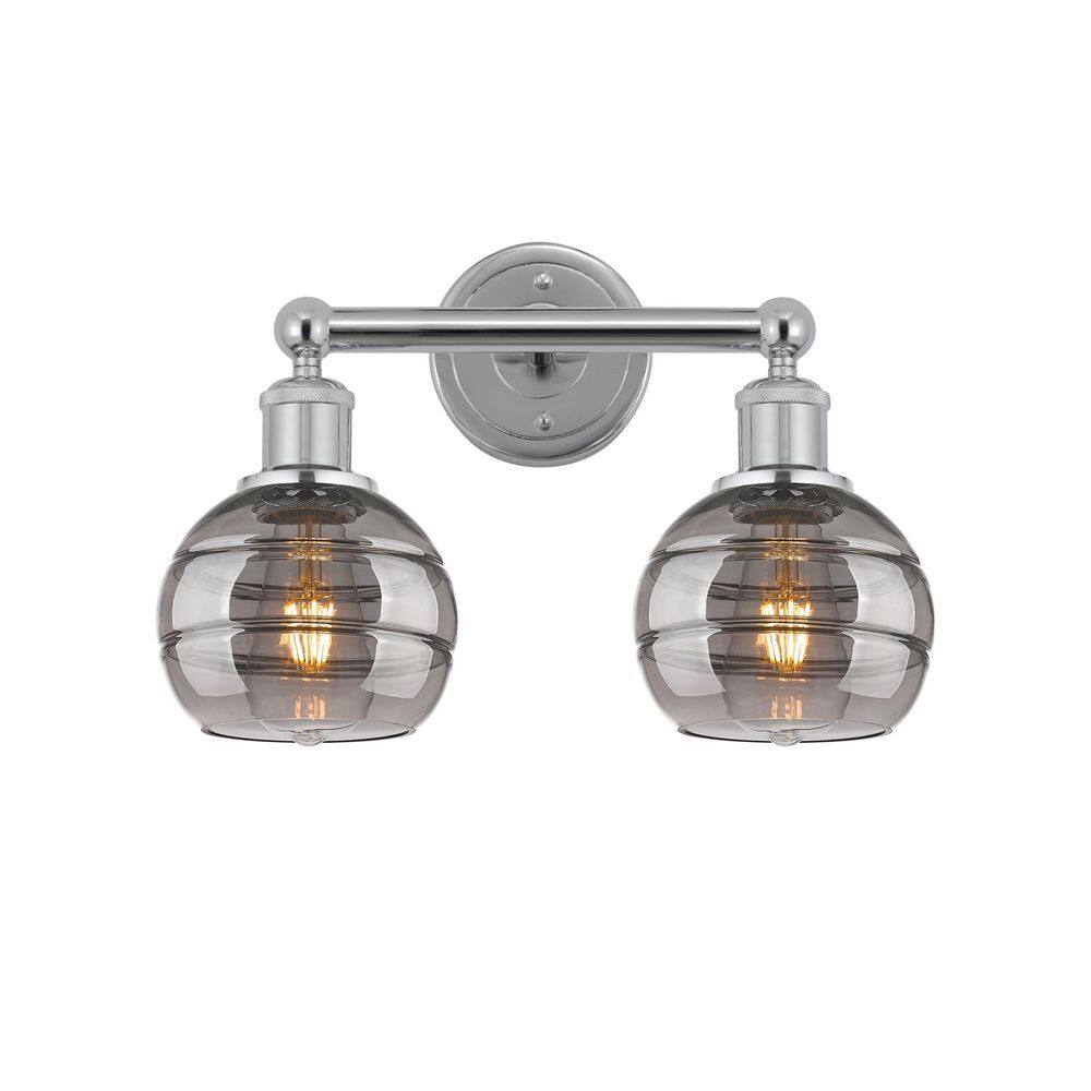 Rochester 14.88 in. 2-Light Polished Chrome Vanity Light with Glass Shade price history on PriceWatchPro
