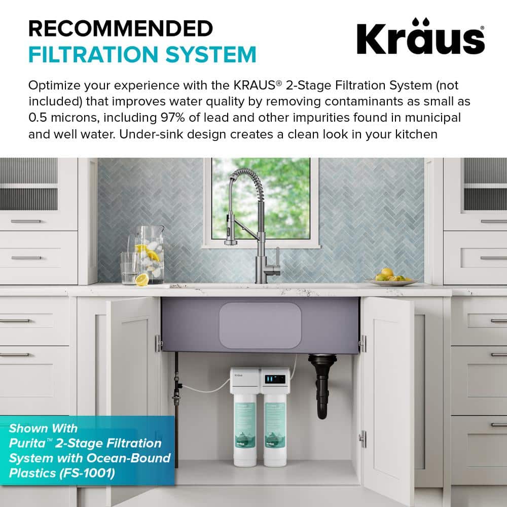 Matte Black 2-in-1 Pull-Down Kitchen Faucet with Water Filter