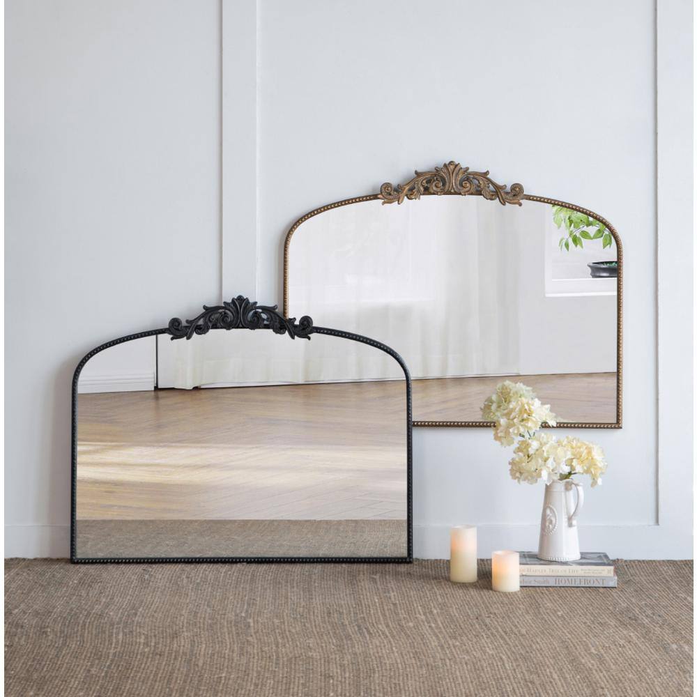 Baroque Inspired Black Wood Frame Rectangular Mirror 40"x31"