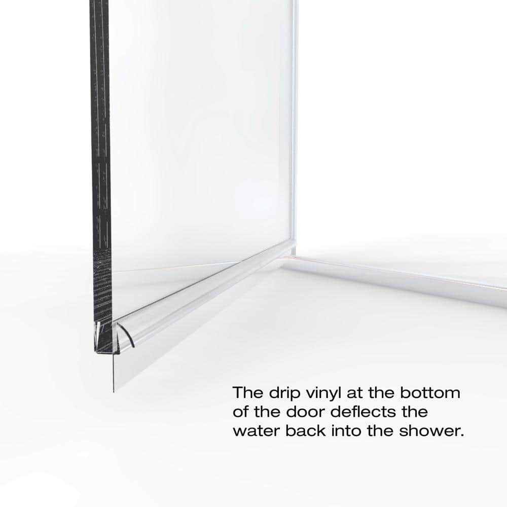 Infinity Chrome Semi-Frameless Hinged Shower Door with Clear Glass