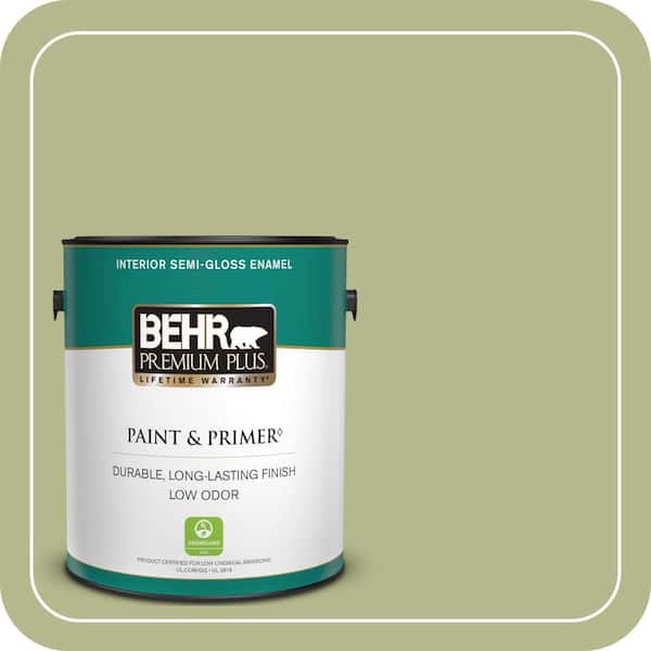 BEHR PREMIUM PLUS 1 gal. Home Decorators Collection #HDC-SP14-1 Secret Glade Semi-Gloss Enamel Low Odor Interior Paint & Primer