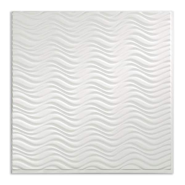 Fasade Current Horizontal 2 ft. x 2 ft. Glue Up PVC Ceiling Tile in Gloss White